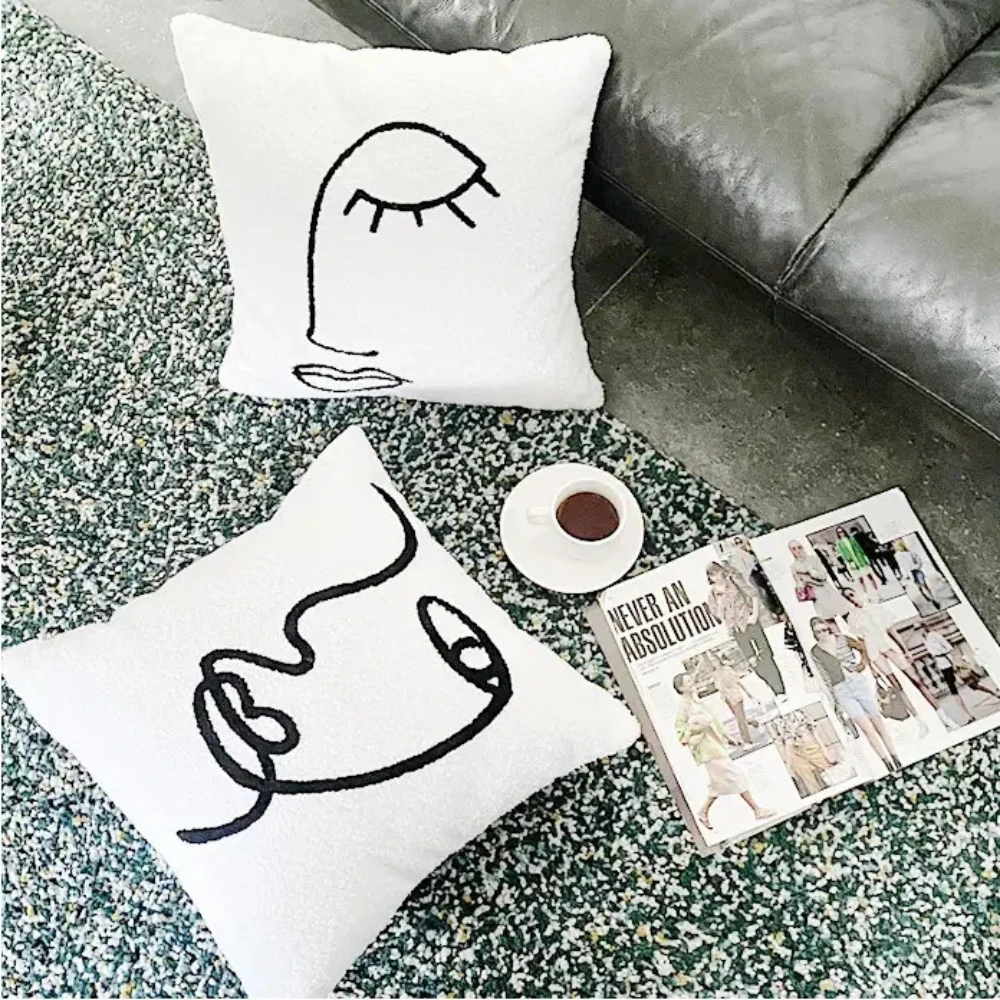 Abstract Face Artistic Cushion Cover by Casa & Beyond