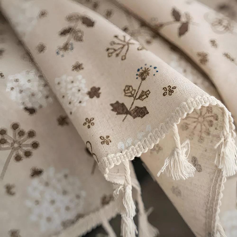 Dandelion Beige Tassel Tablecloth by Casa & Beyond