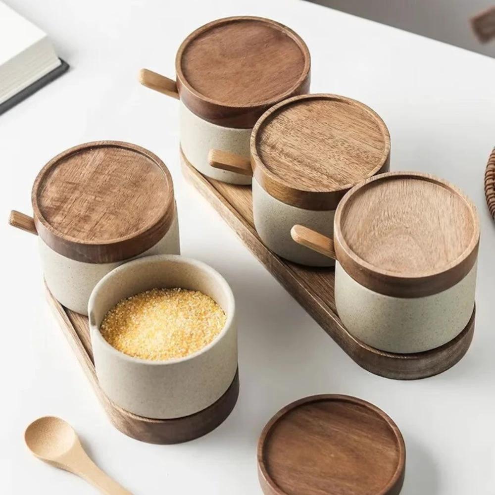 Rustic Ceramic Seasoning Jar Set by Casa & Beyond