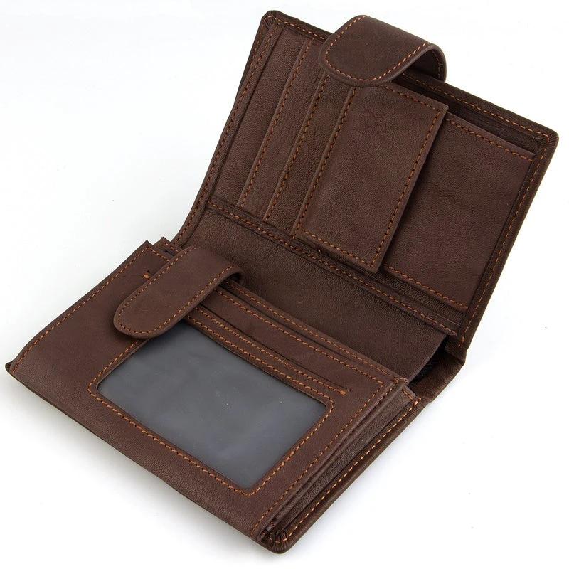 Vintage Leather PU Wallet with three compartments and multiple slots by Bowlift