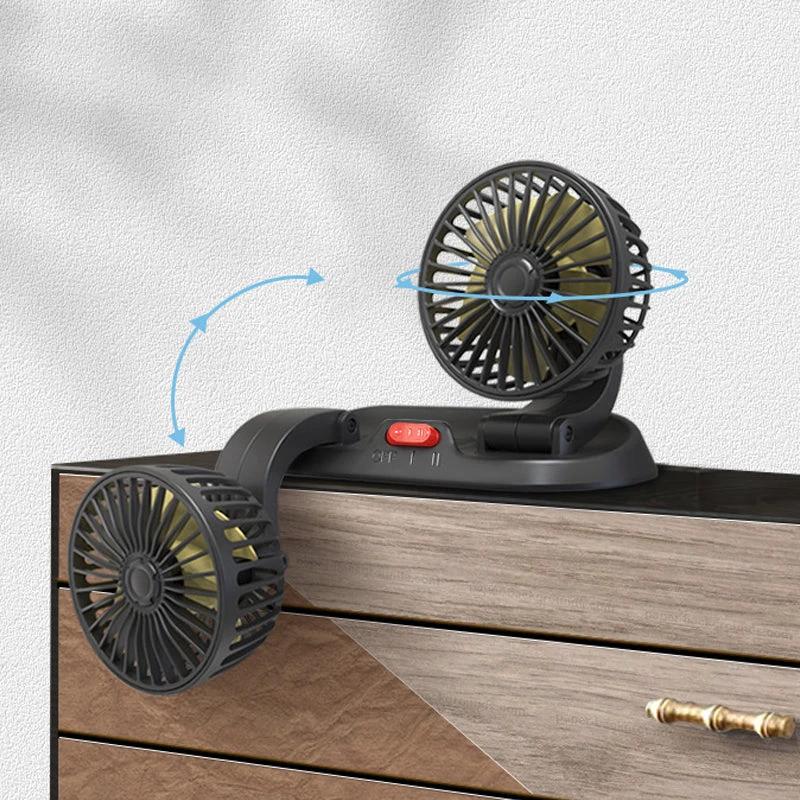 Mini swivel fan with double head for the car by Bowlift