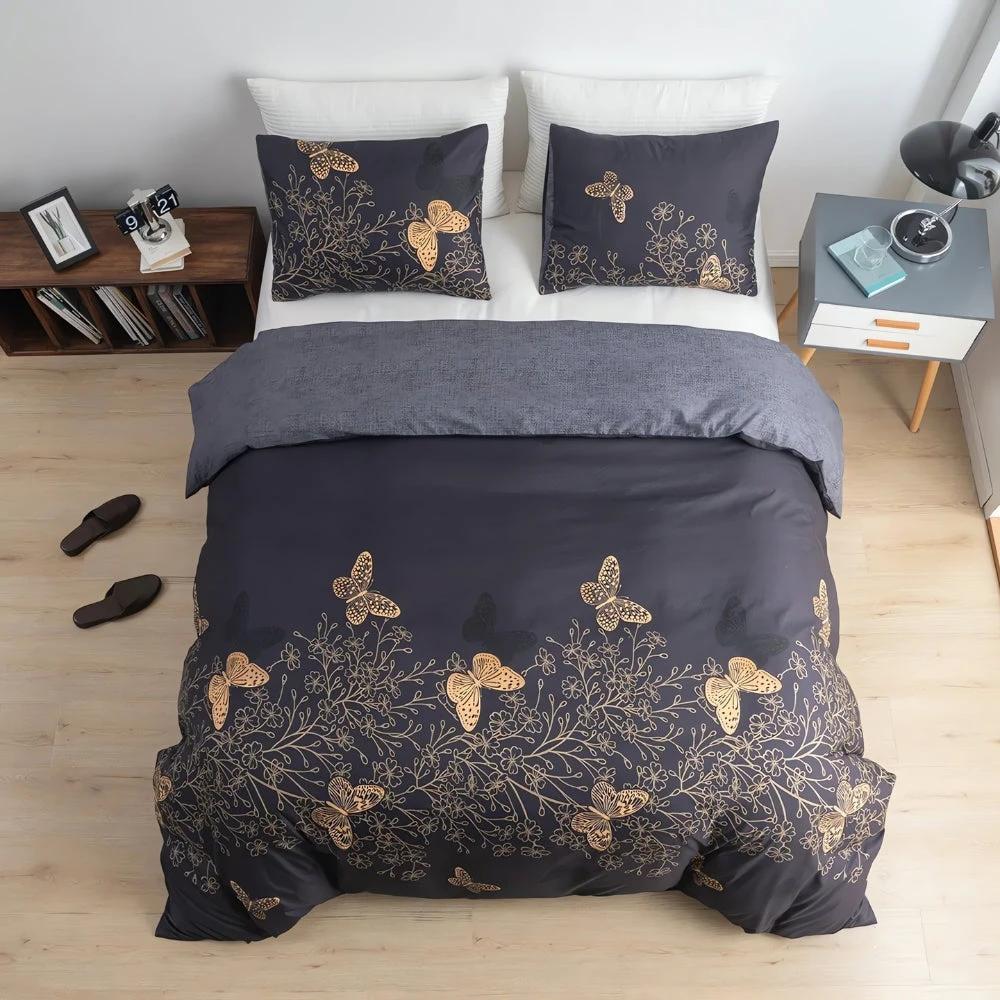 Valora Midnight Butterfly Duvet Cover | 3pcs Set by Casa & Beyond