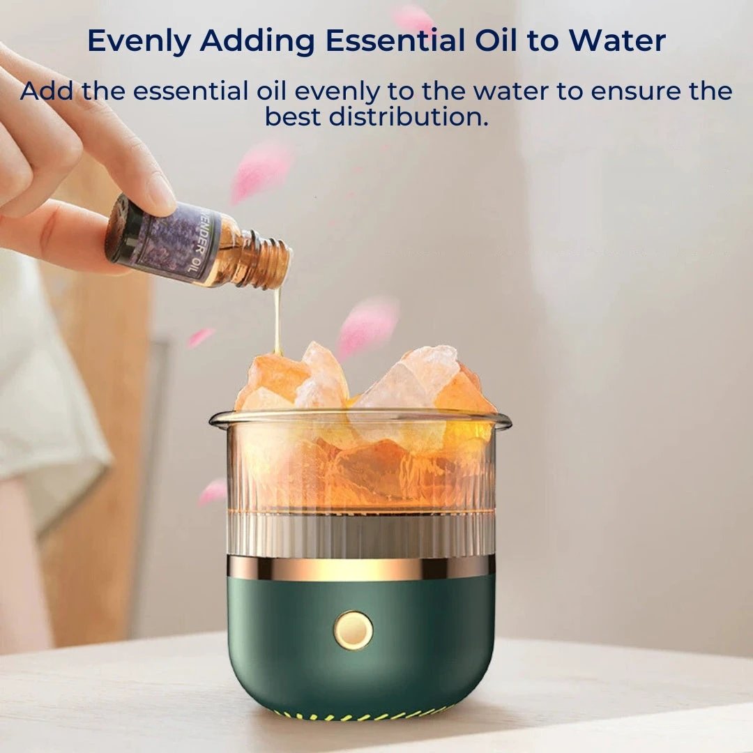 SereniGlow Crystal Salt Humidifier | USB Aroma Diffuser – Night Light & Air Purifier – For Relaxation, Stress Relief & Improved Air Quality Bowlift by Bowlift