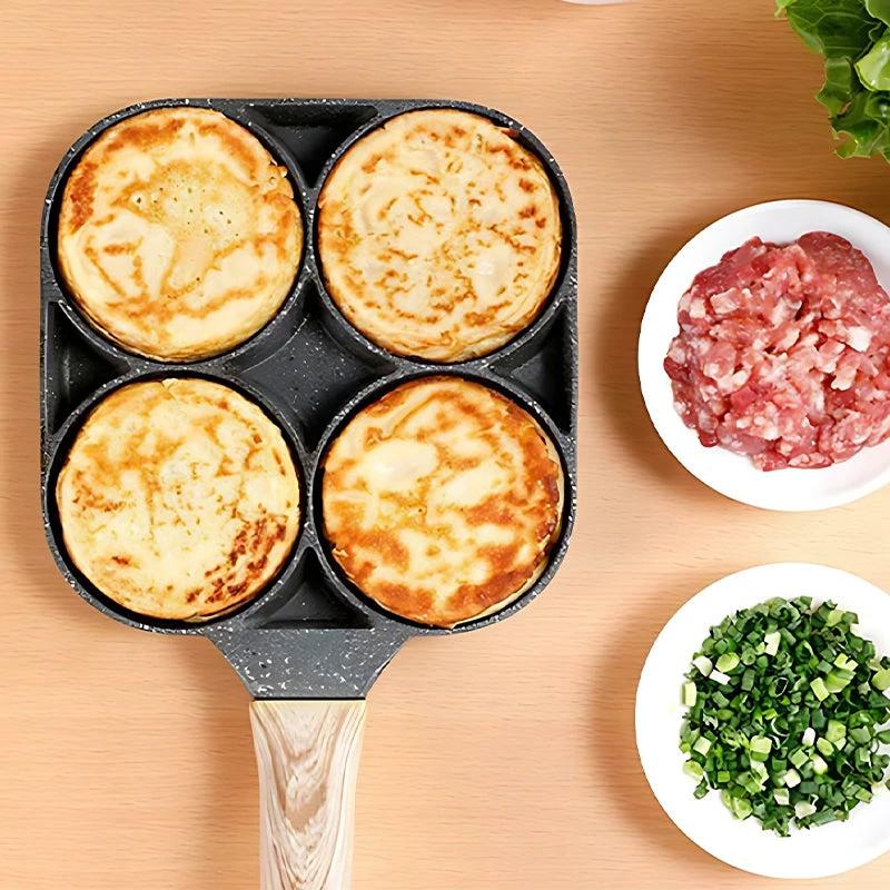 Four-hole egg pan, breakfast omelette household frying pan non-stick pan by BowLift