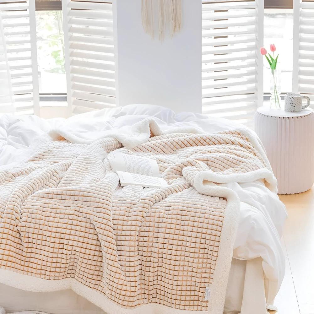 Warm Waffle Sherpa Blanket by Casa & Beyond