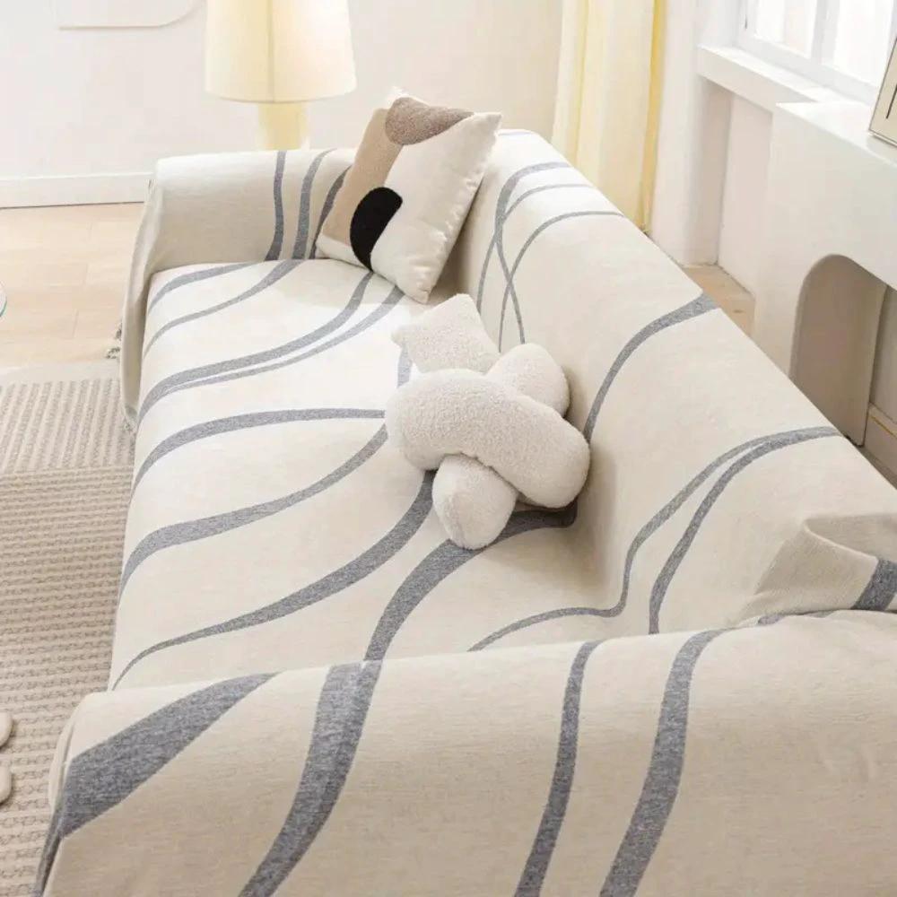 Wave Lines Chenille Sofa Covers by Casa & Beyond