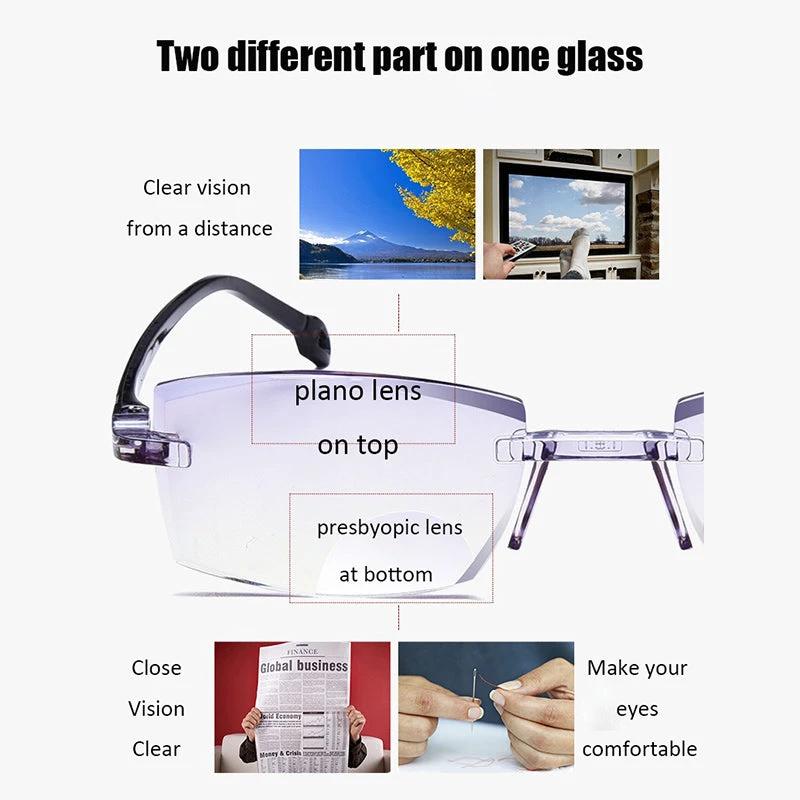 2024 new high hardness anti-blue light sapphire reading glasses dual focus intelligent reading glasses by BowLift