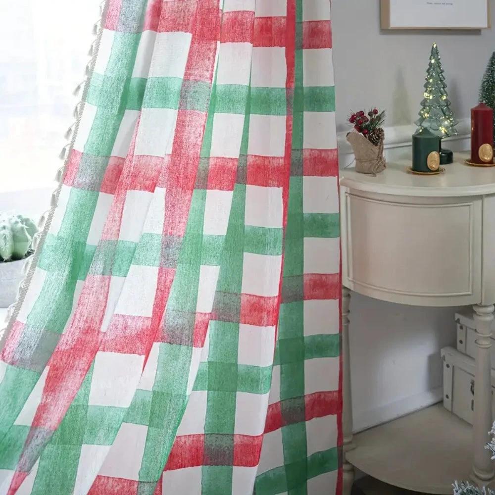 Merry & Bright Plaid Semi-Shading Curtain by Casa & Beyond