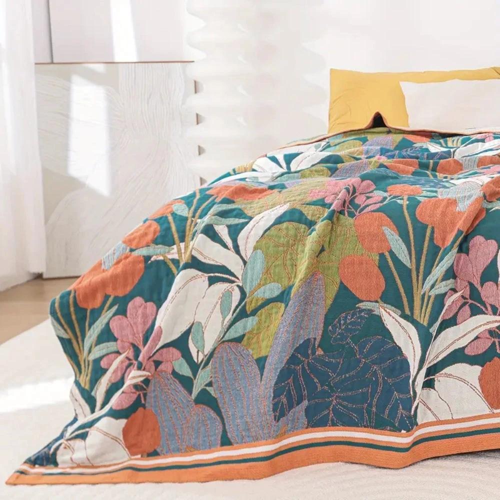 Garden-Inspired Cotton Gauze Blanket by Casa & Beyond