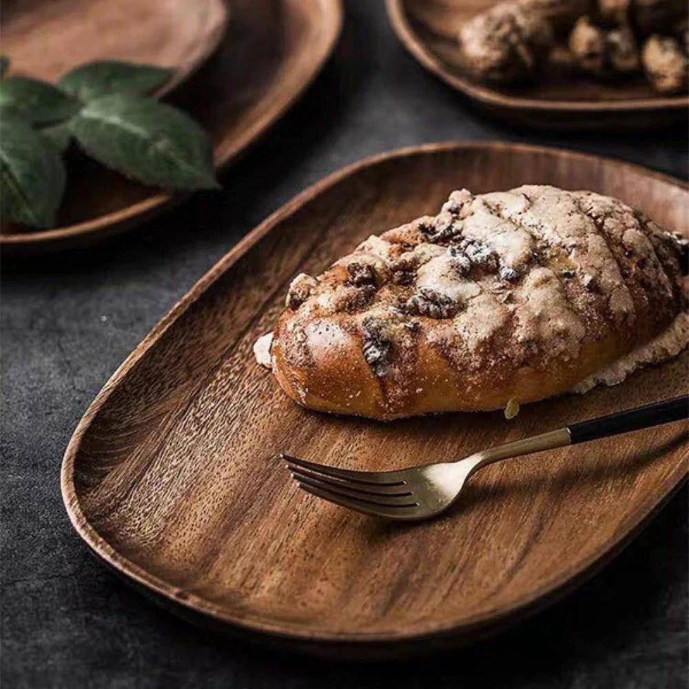 Oval Shaped Acacia Wood Serving Trays Set by Casa & Beyond