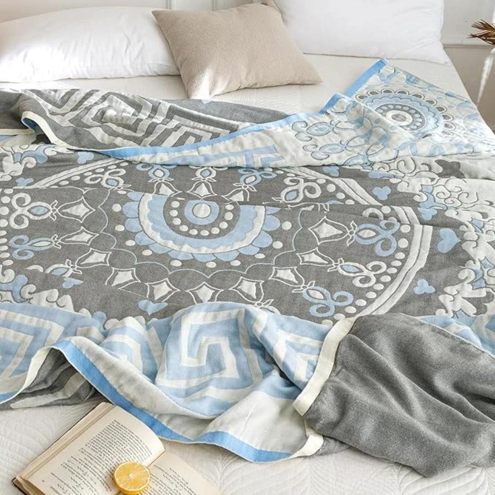 Santorini Mandala Cotton Blanket by Casa & Beyond
