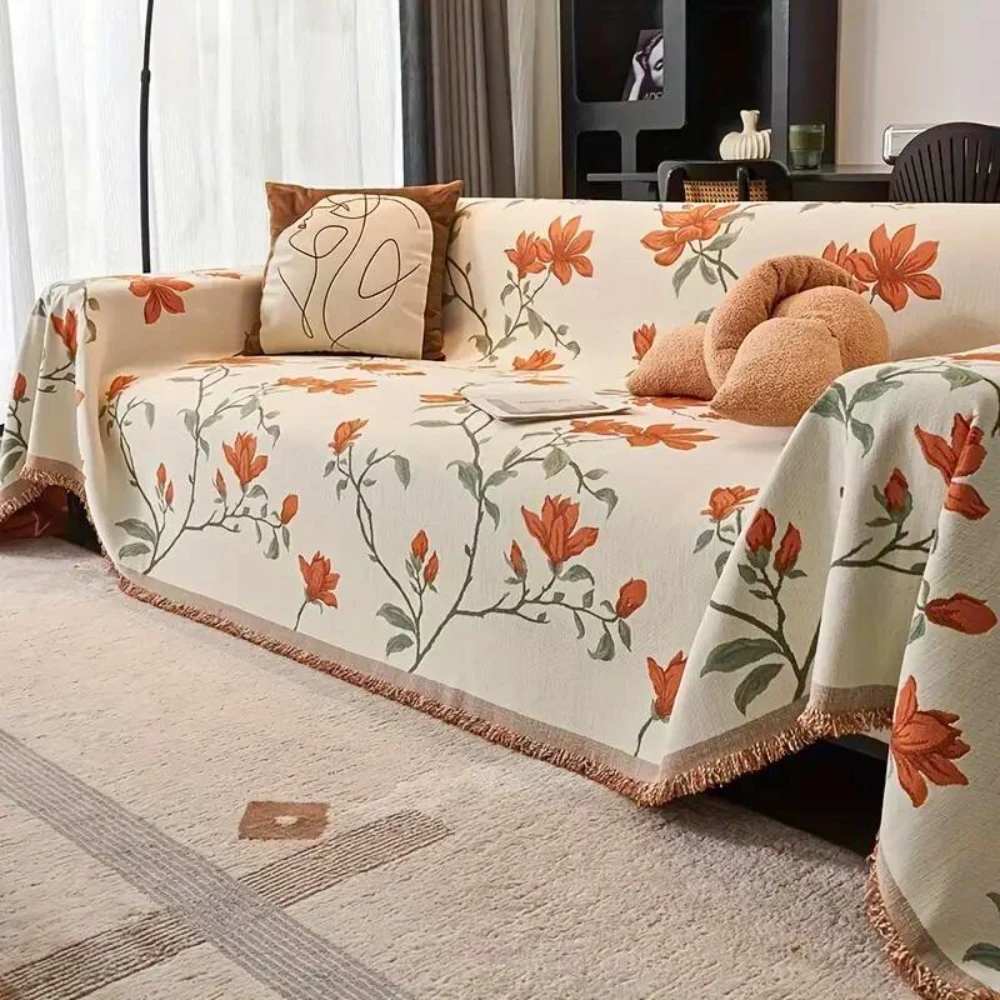 Vintage Floral Chenille Sofa Cover by Casa & Beyond