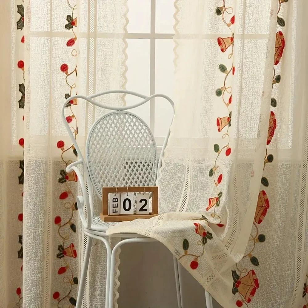 Festive Red Bell Curtains by Casa & Beyond