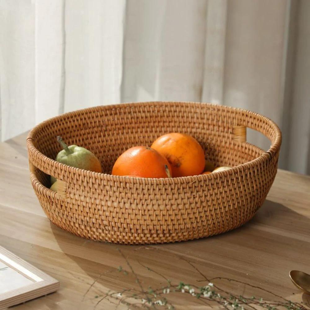 Artisanal Woven Rattan Oval Tray by Casa & Beyond