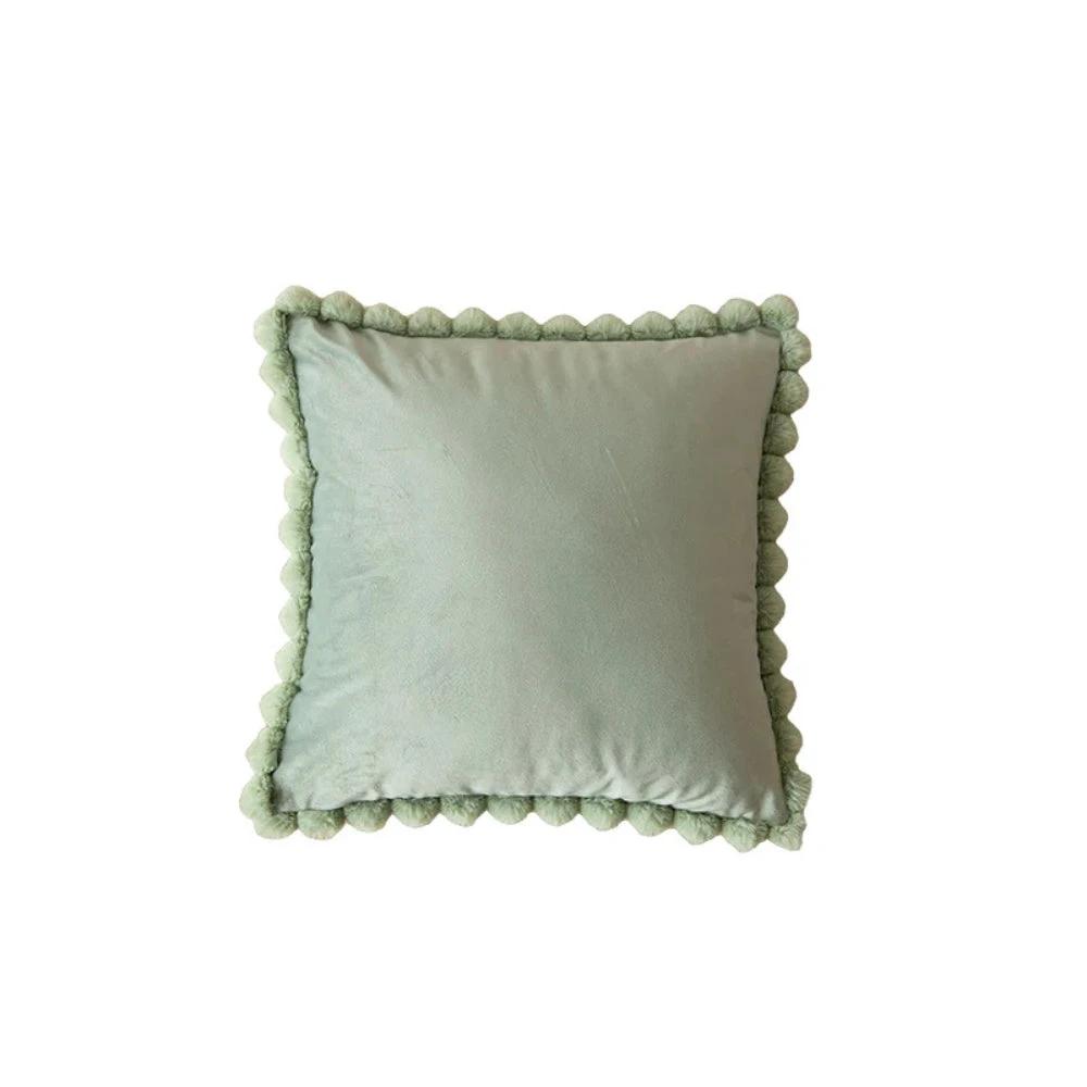 Velvet Pom-Pom Trim Cushion Cover by Casa & Beyond