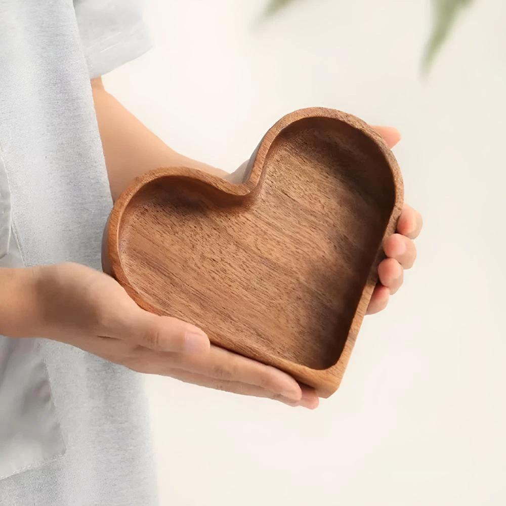 Heart-Shaped Wooden Snack Tray | 4 pcs by Casa & Beyond