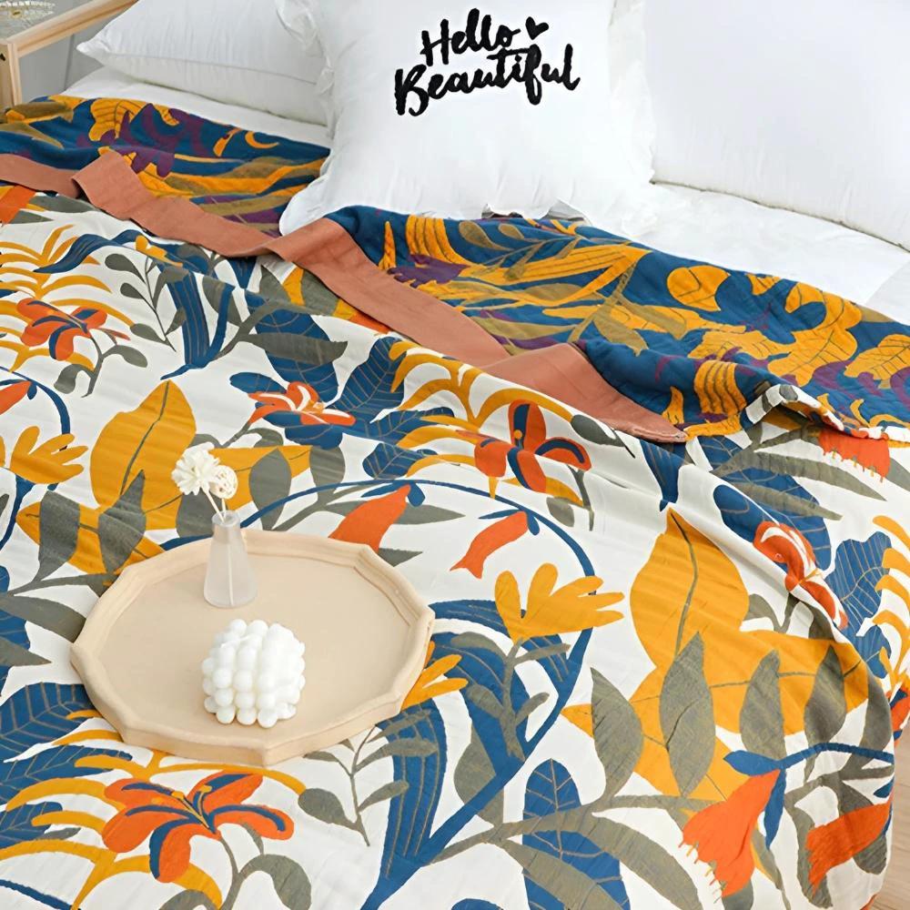 Sunrise Flora Cotton Blanket by Casa & Beyond