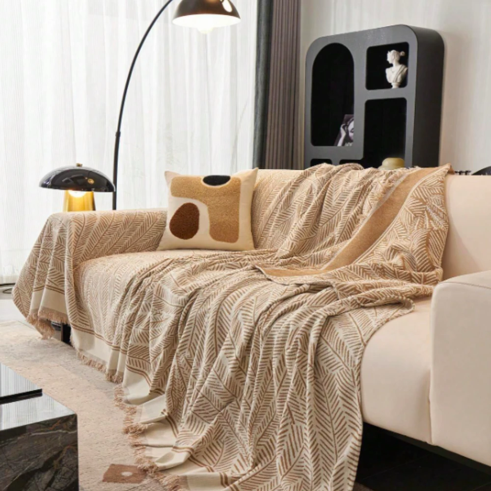 Leaf Pattern Luxury Sofa Cover by Casa & Beyond