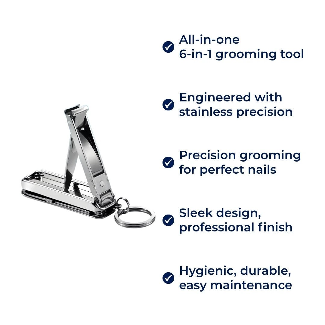 Function Nail Clipper Tool – 6-in-1 Grooming Gadget – Premium Stainless Steel – Compact Travel Carry for Busy Professionals Bowlift by Bowlift