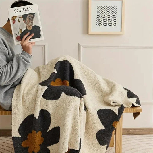 Aurora Bloom | Floral Knitted Blanket by Casa & Beyond