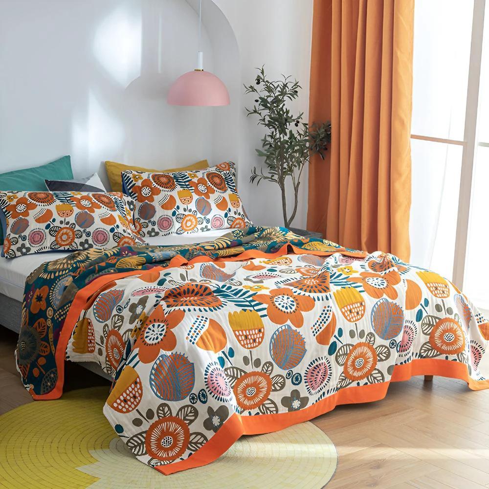 Boho Cartoon Flower Blanket by Casa & Beyond