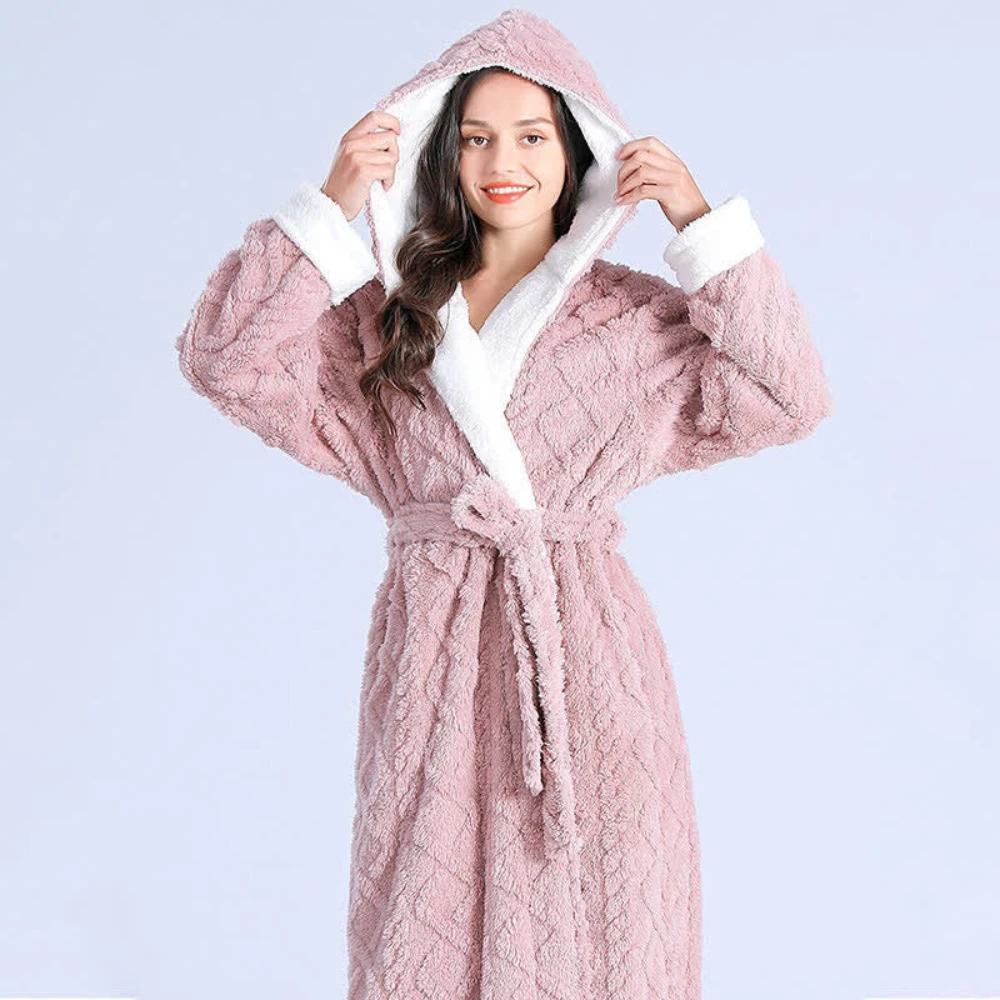Plush Long Hooded Robe by Casa & Beyond