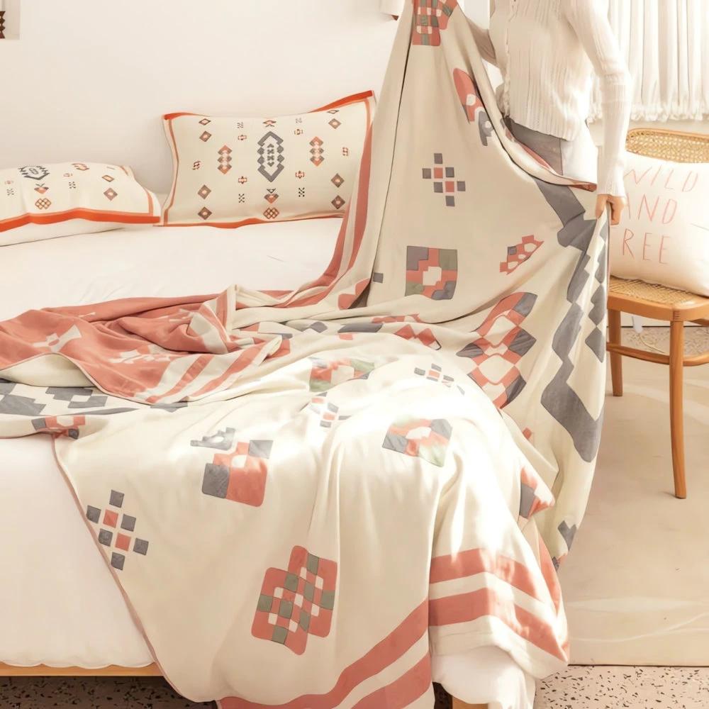 Chevron Design Four-Layer Cotton Blanket by Casa & Beyond