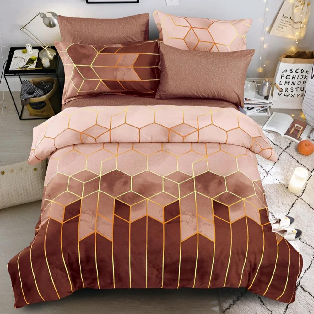 Golden Cosmo Hive | 3pcs Duvet Cover Sets by Casa & Beyond