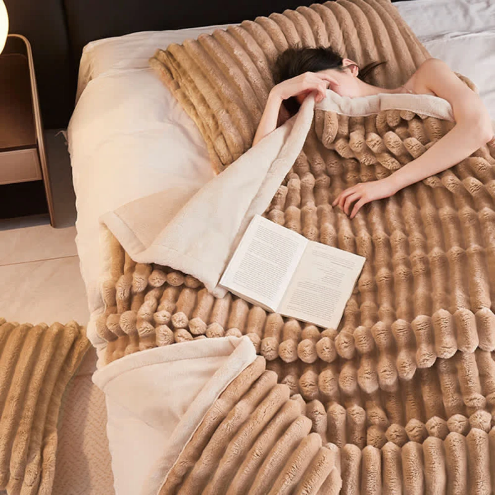 Snuggly Faux Fur Fleece Blanket by Casa & Beyond