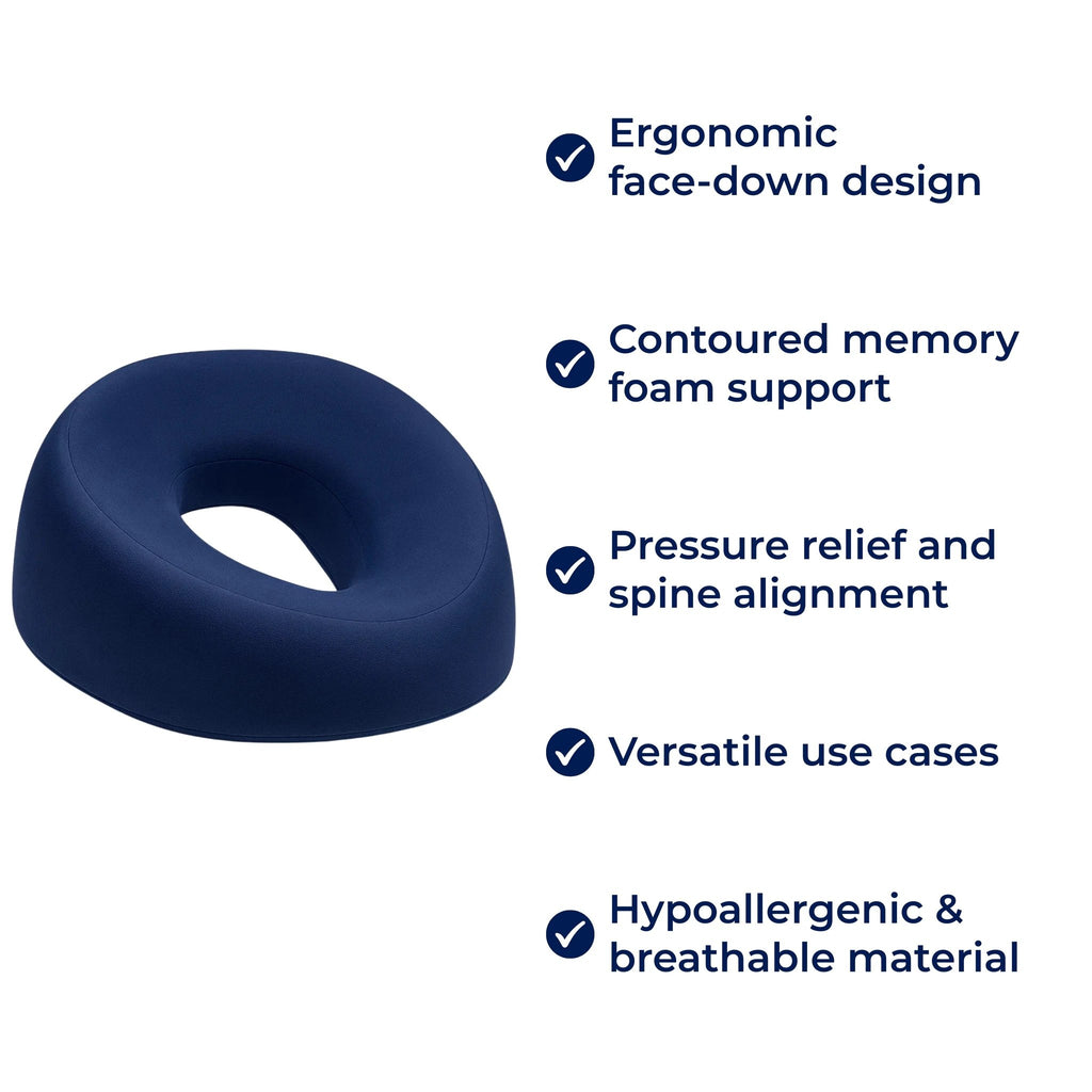 FaceEase | Face‑Down Pillow – Pressure Relief Support – Contoured Memory Foam – Ideal for Massage Beauty & Stomach Sleeping Bowlift by Bowlift