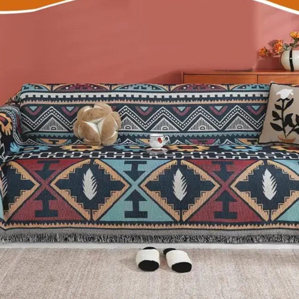 Aztec Geometric Pattern Sofa Cover by Casa & Beyond