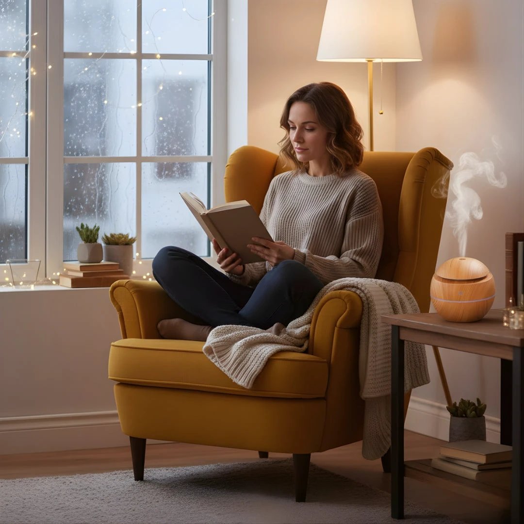 Gentle Quiet Mist & LED Night-Light – Wood Finish – Relieve Dry Air Improve Sleep Boost Comfort Bowlift by Bowlift