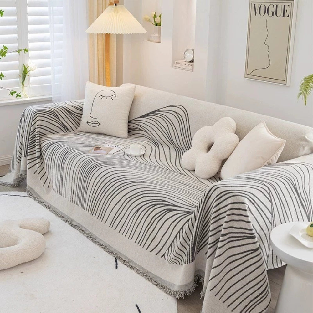 Calista Wave Chenille Sofa Cover by Casa & Beyond