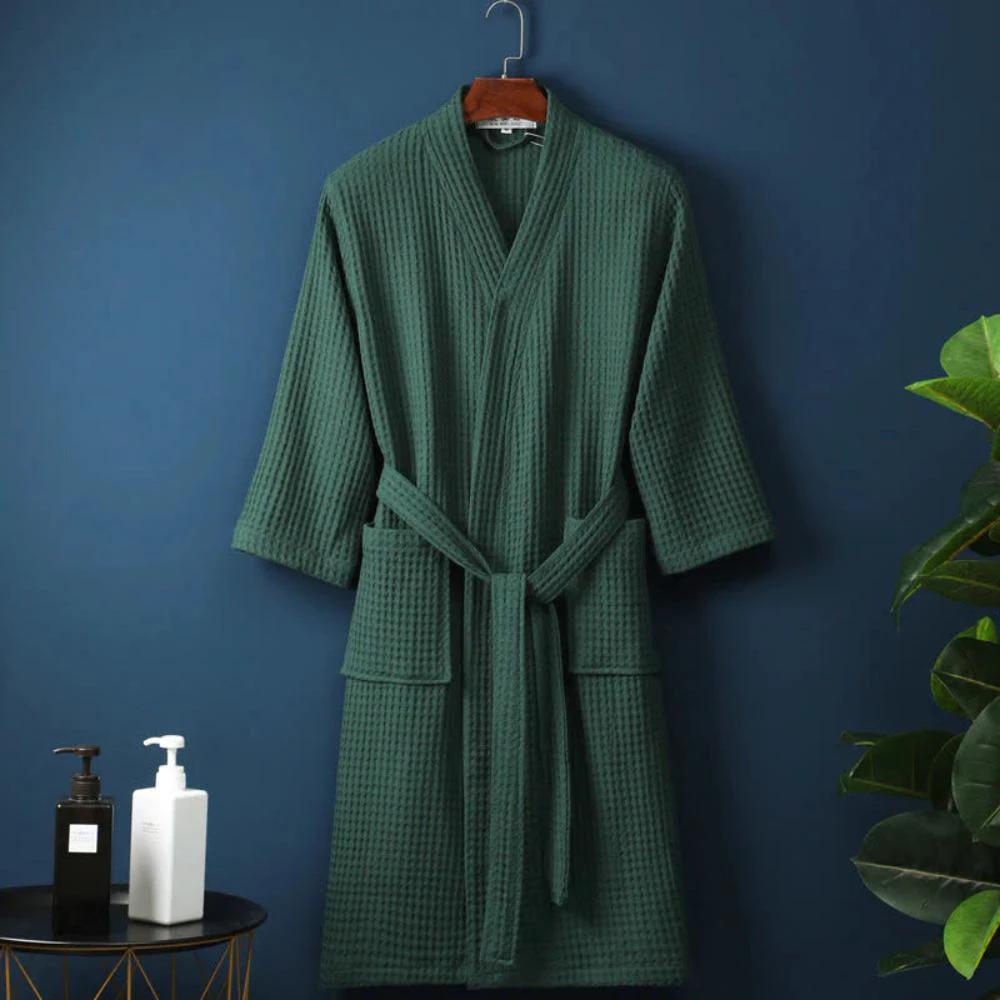 Waffle V-neck Bathrobe by Casa & Beyond