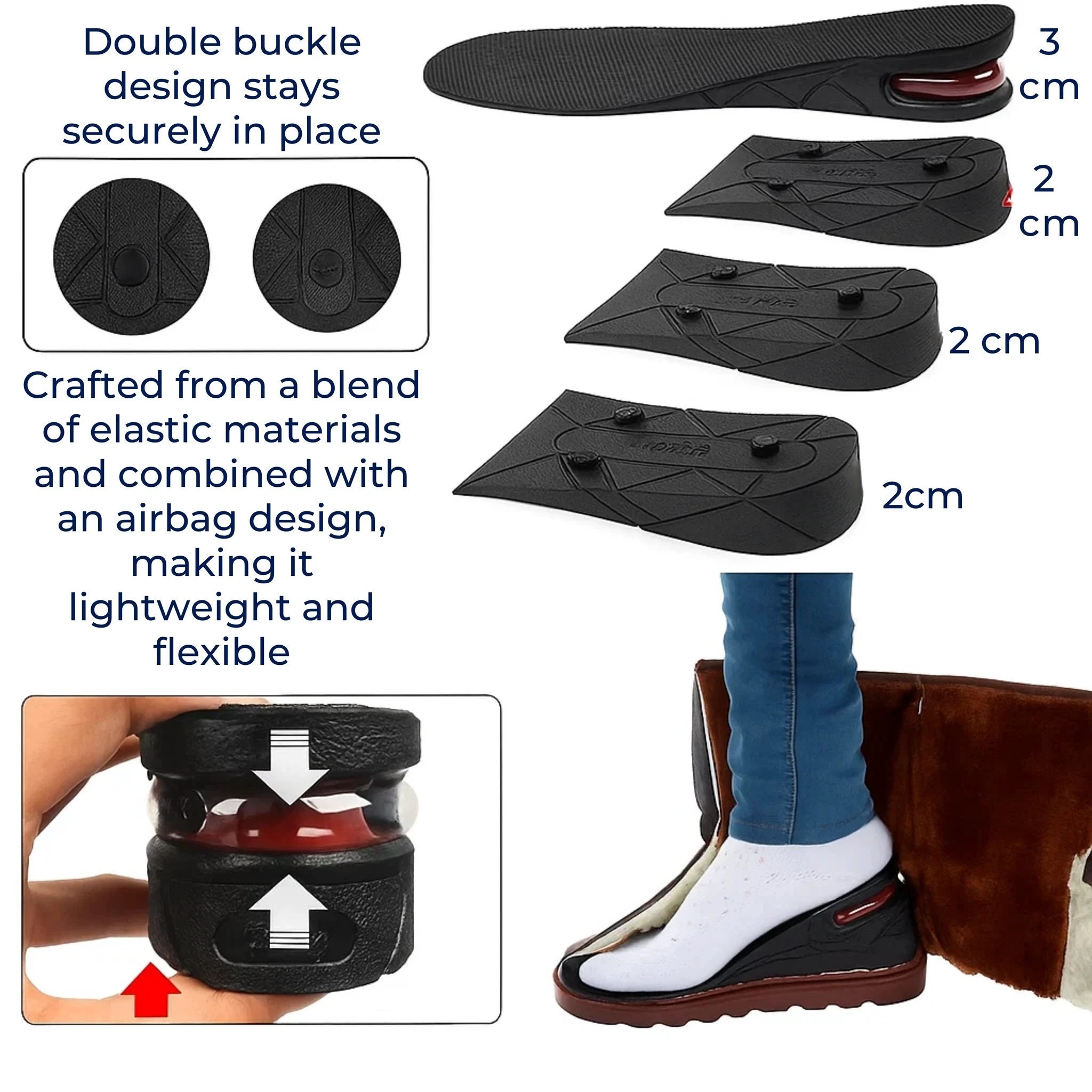 Heelsure | Heel Lift Insoles – Adjustable Height Boost – Breathable Cushioned Gel – Discreet Comfort for Work, Sport or Daily Wear Bowlift by Bowlift