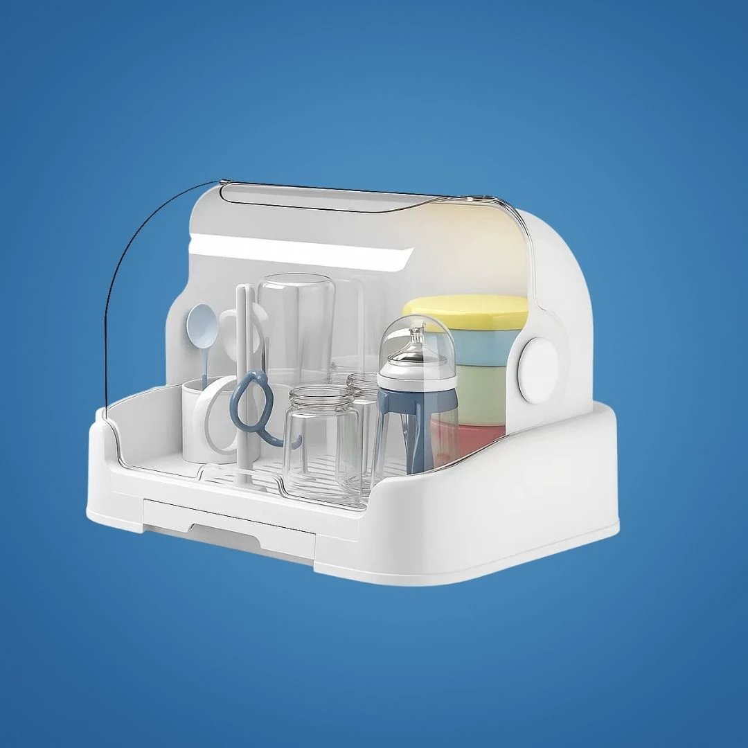 High Capacity Holds Many Bottles – Dust-Cover Lid – Hygienic Fast Drying Keeps Bottles Germ-Free Bowlift by Bowlift