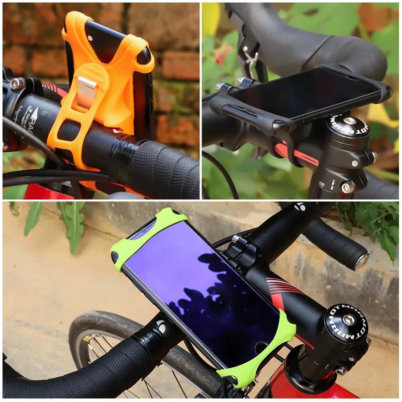Universal silicone phone holder for the bicycle, non-slip, adjustable by Bowlift