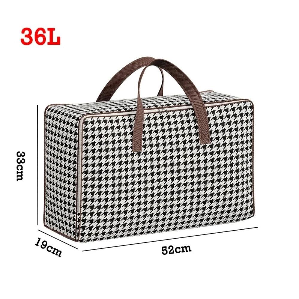 Durable Large Capacity Houndstooth Storage Suitcase by Casa & Beyond