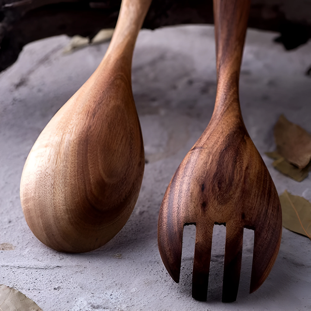 Rustic Teak Salad Serving Set | 2 Pcs by Casa & Beyond