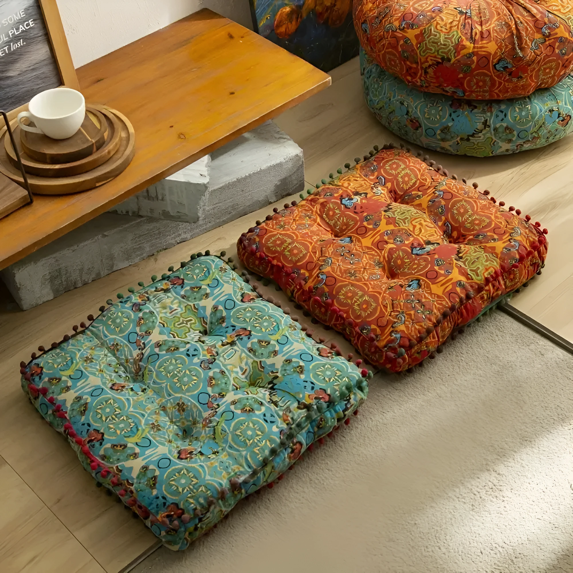 Bohemian Embroidered Floor Cushion by Casa & Beyond