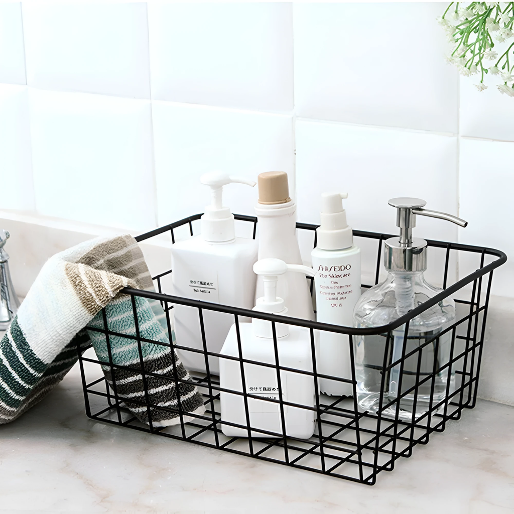 Sleek Wire Organizer Storage Basket by Casa & Beyond