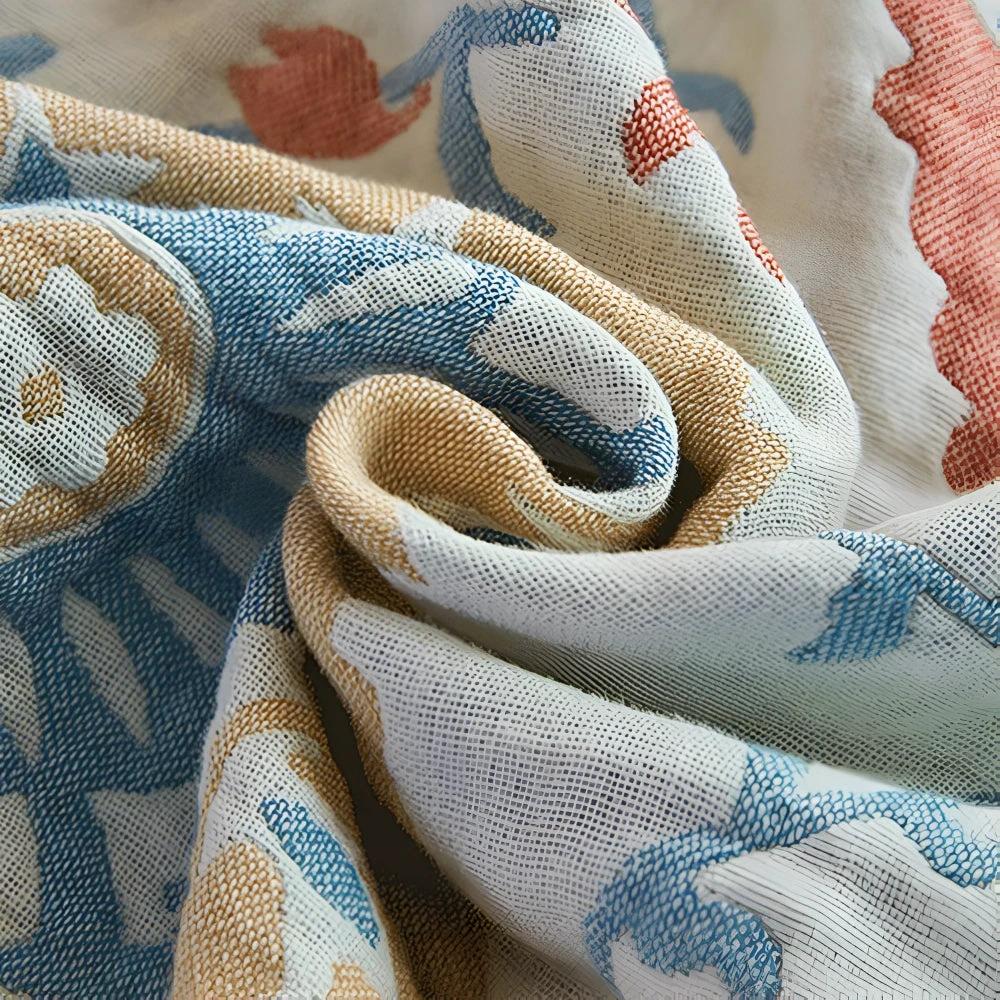 Rustic Floral Cotton Reversible Blanket by Casa & Beyond
