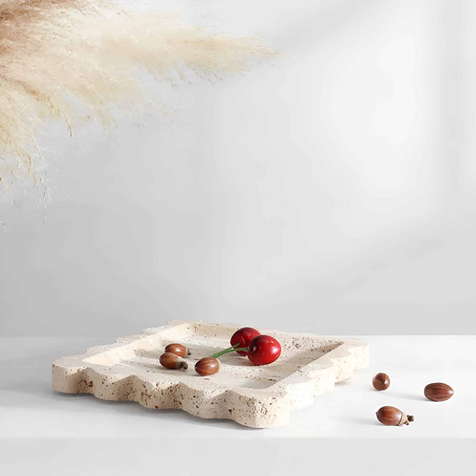 Scalloped Marble Travertine Jewellery Tray by Casa & Beyond