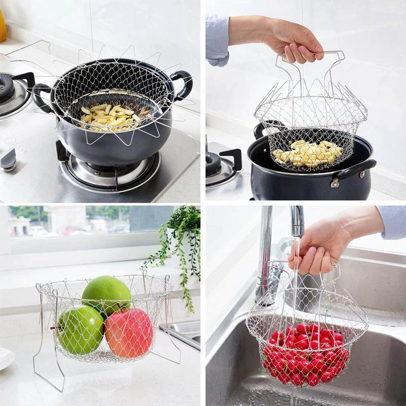 Chef Frying Basket Foldable Made of Stainless Steel by Bowlift