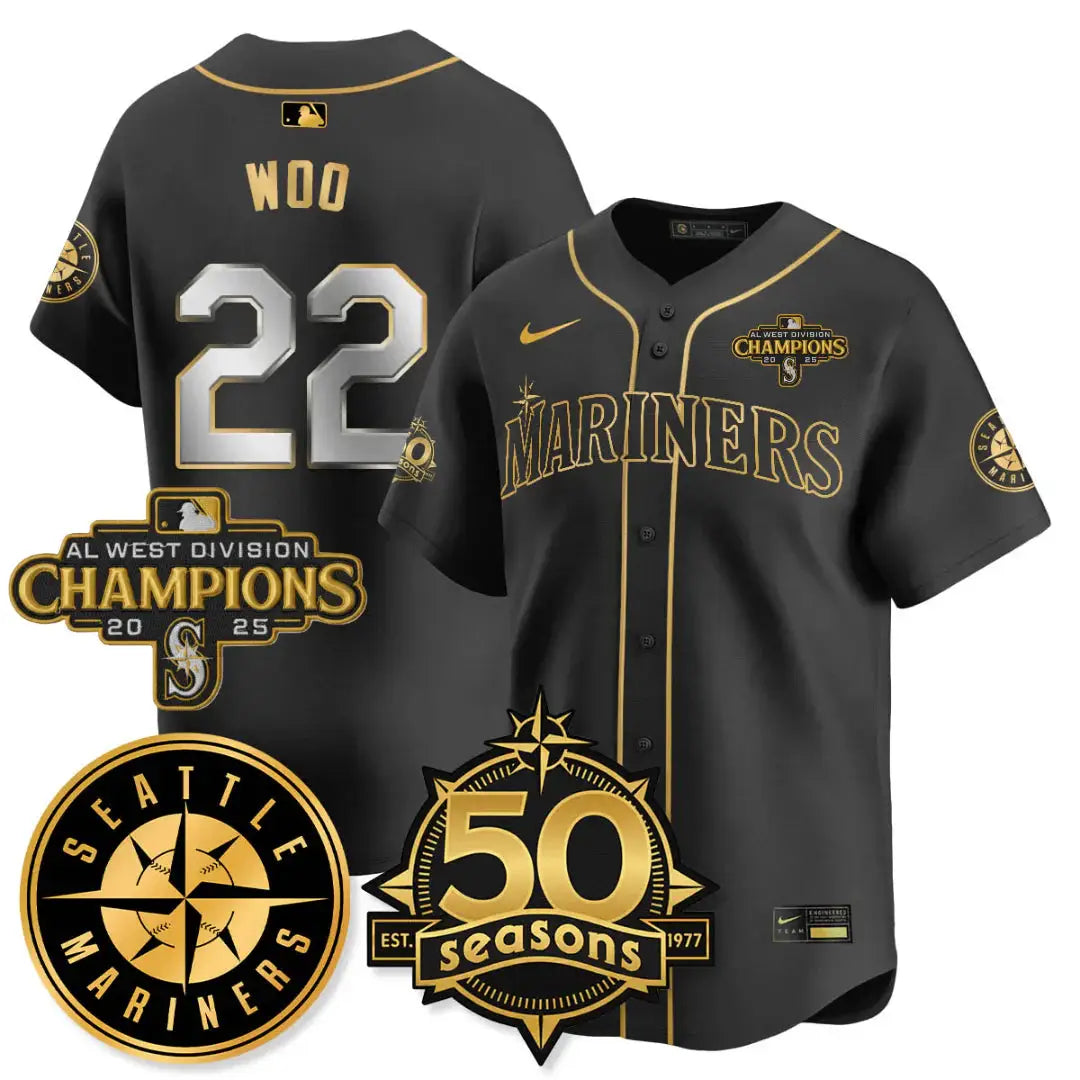 SEA Vapor Premier Limited Gold Jersey - 50th Anniversary & AL West Division Champions - All Stitched by Digigearus