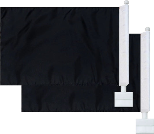 Color Black Flag Car Window Flag of Black Solid color flag 11X18 Inch(28x46cm) 100% Polyester, Strong White Flagpole by flagsshop