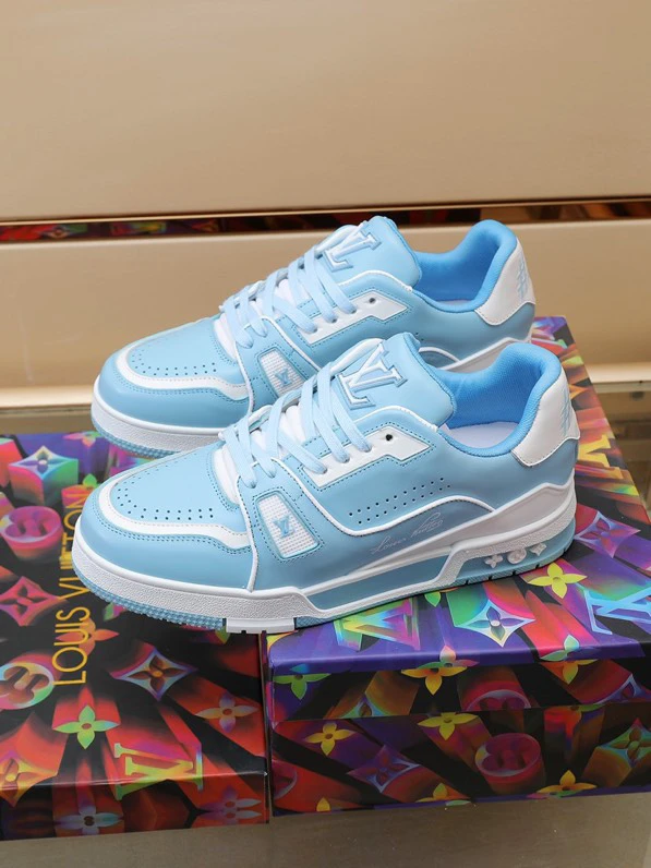 Luxury Virgil Trainer Sneakers Shoes #54 Signature White Blue Monogram by Air Jordan