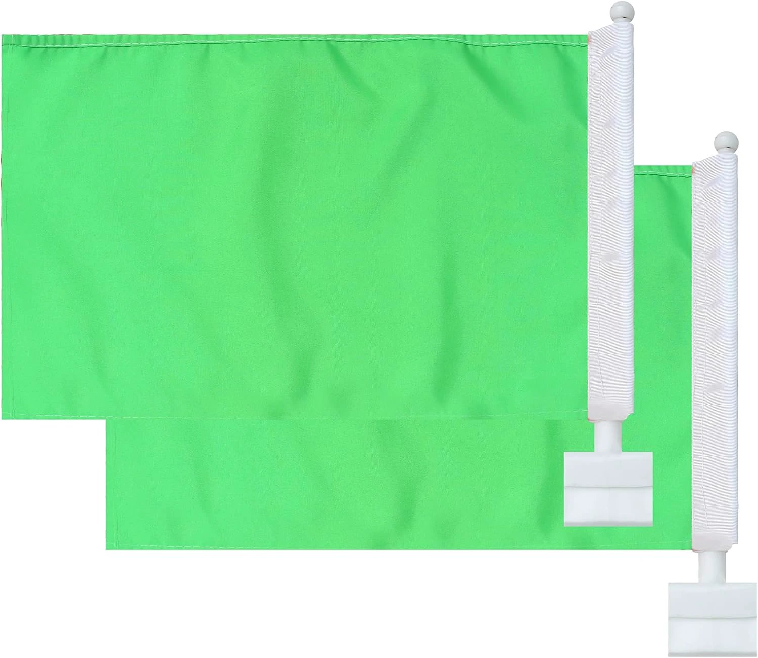 Pure Green Color flag Car Window Flag of Green 11X18 Inch(28x46cm) 100% Polyester, Strong White Flagpole by flagsshop