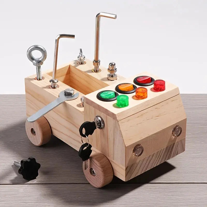 Montessori Busy Board – Interdraft Wooden Learning Toy for Fine Motor Skills & Cognitive Development (Ages 3–12) by BowLift