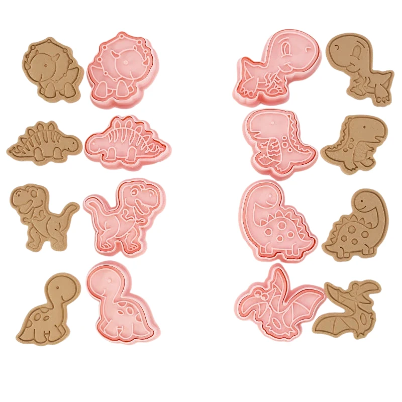 8pcs 3D Cartoon Cookie Cutters Pressable Biscuit Mold Cookie Stamp Set by Bowlift
